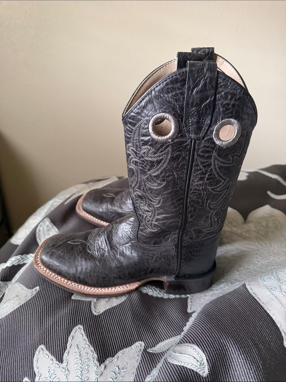 Boys Size 3 Black Leather Cowboy Boots